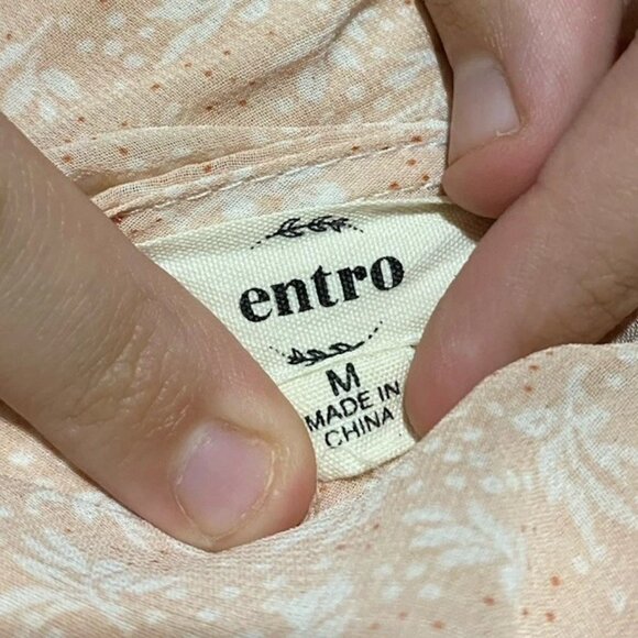 Entro Top Women’s Medium Pink Boho Peasant Cottagecore Long Sleeve Blouse - Picture 5 of 6